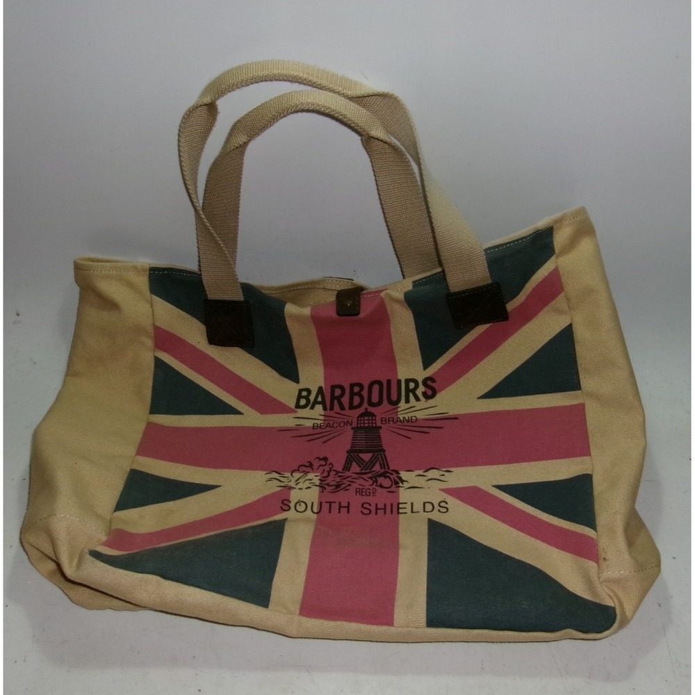 Vintage Barbour Canvas Tote Bag – Union Jack Design – Rare – Used – Good